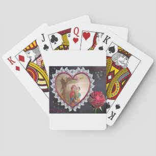 South Asian Wedding Couple on Heart Swing Art Playing Cards