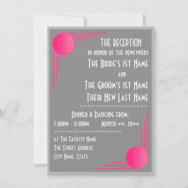 South Beach Deco Wedding (Reception) Invitation (Front)