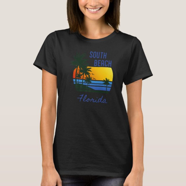 South Beach Florida Beach Palm Tree T-Shirt (Front)