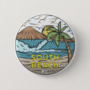 South Beach Florida Vintage 6 Cm Round Badge