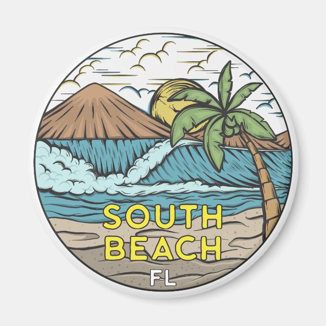 South Beach Florida Vintage Magnet (Front)