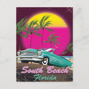 South Beach Florida vintage travel print Postcard