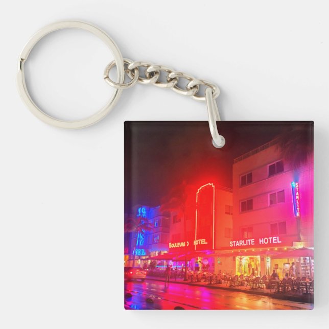 South Beach, Miami, Florida Art Deco Key Ring (Front)