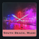 South Beach, Miami, Florida Art Deco Square Wall Clock<br><div class="desc">Art deco style buildings on Ocean Drive,  South Beach,  Miami,  FL.</div>