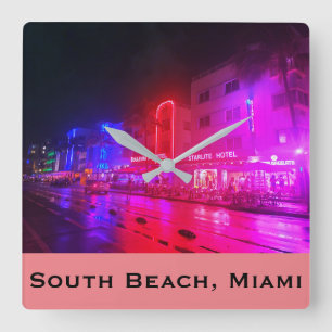South Beach, Miami, Florida Art Deco Square Wall Clock