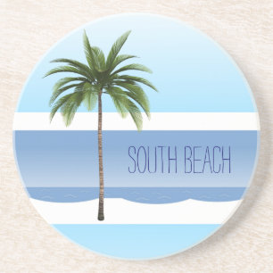 South Beach Miami Florida Palm Tree Ocean Summer  Coaster