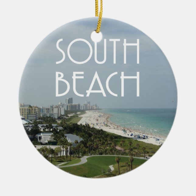 South Beach Miami Florida photo Ceramic Tree Decoration (Front)