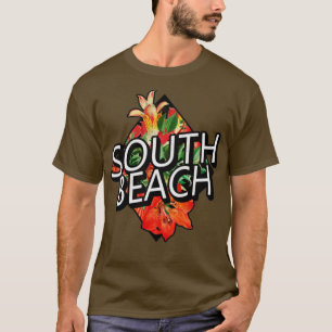 South Beach Miami Florida Tropical Flowers Travel T-Shirt