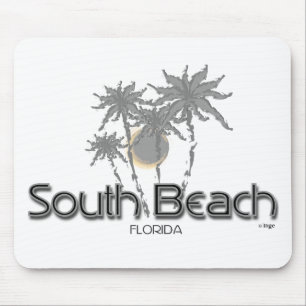 South Beach Miami Grey Palms Mouse Pad