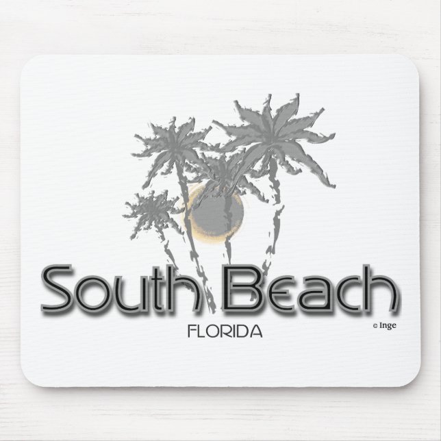 South Beach Miami Grey Palms Mouse Pad (Front)