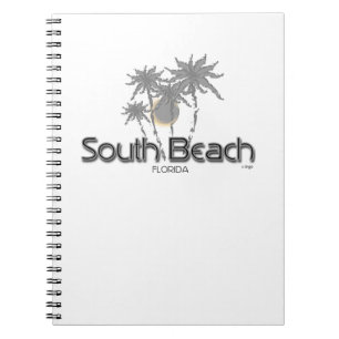 South Beach Miami Grey Palms Spiral Notebook