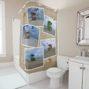 South Beach Miami Lifeguard Towers Shower Curtain