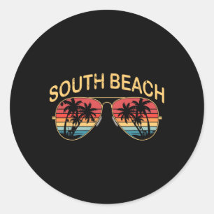 South Beach Miami Men Women Souvenir Surfboard Classic Round Sticker
