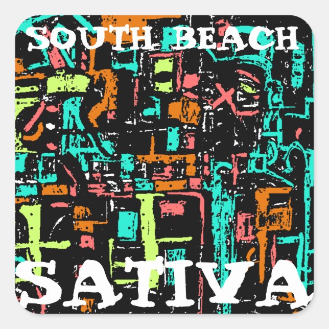 SOUTH BEACH SATIVA SQUARE STICKER (Front)