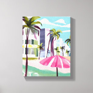 South Beach Shore   Miami Florida Watercolor Canvas Print