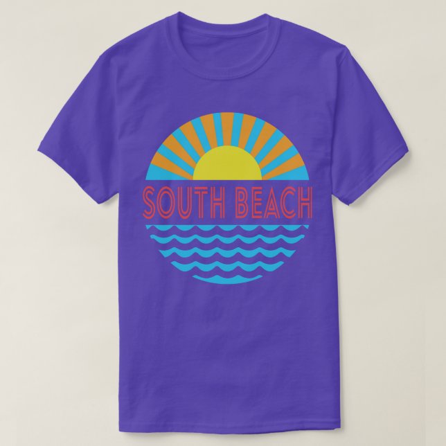 South Beach Sun And Waves T-Shirt (Design Front)