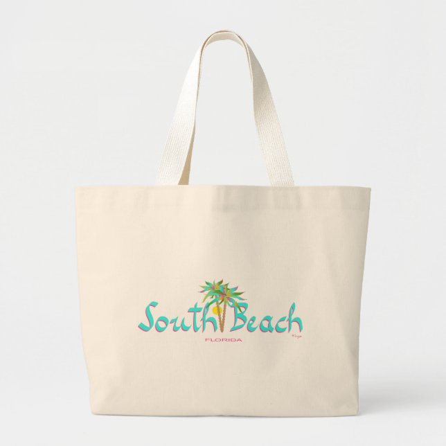 South Beach Sun Miami Large Tote Bag (Front)