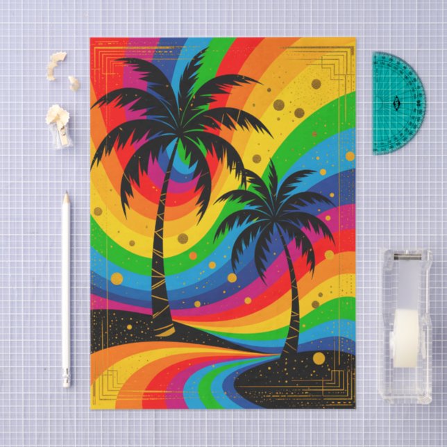 [South Beach Vibes] Retro Pop Art Deco Palm Trees Tissue Paper (Craft)