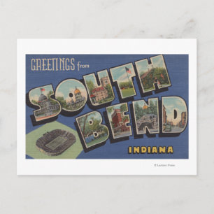 South Bend, Indiana - Large Letter Scenes Postcard
