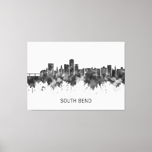 South Bend Indiana Skyline BW Canvas Print