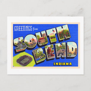 South Bend Indiana Vintage Large Letter Postcard