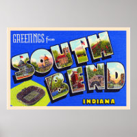 South Bend Indiana Vintage Large Letter Postcard