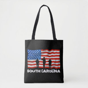 South Carolina  American Flag Tote Bag