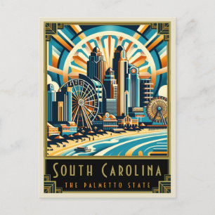 South Carolina   Art Deco Postcard