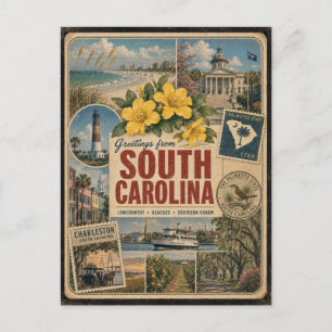 South Carolina Authentic Vintage Style Postcard