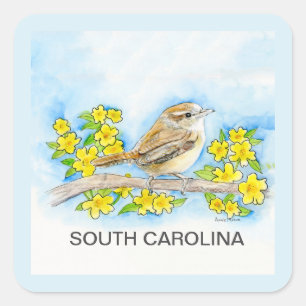 South Carolina bird flower Square Sticker