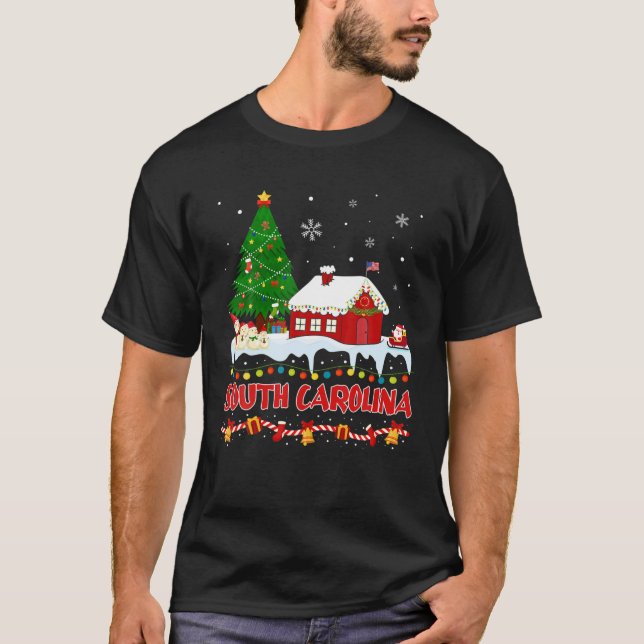 South Carolina Christmas Tree Light Pyjama State O T-Shirt (Front)