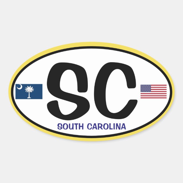 South Carolina Euro-Style Oval Sticker (Front)