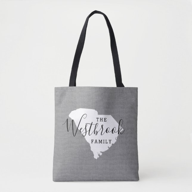 South Carolina Family Monogram State Tote Bag (Front)