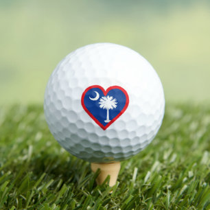 South Carolina Flag And Heart Design Golf Balls