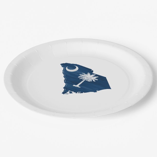 South Carolina flag and map Paper Plate (Angled)