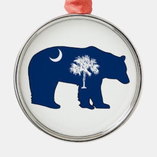 South Carolina Flag Bear Metal Tree Decoration