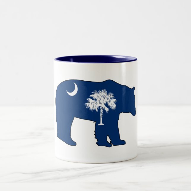 South Carolina Flag Bear Two-Tone Coffee Mug (Center)