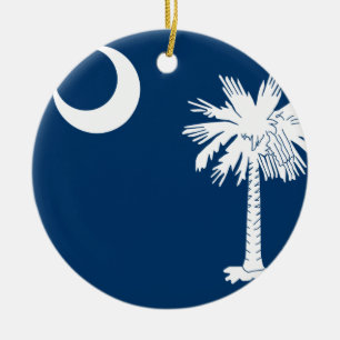 South Carolina Flag Ceramic Tree Decoration