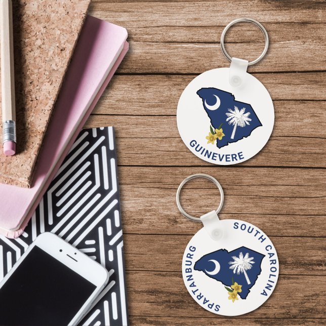 South Carolina Flag & Flower Yellow Jessamine Key Ring (Creator Uploaded)