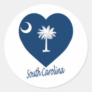 South Carolina Flag Heart Classic Round Sticker
