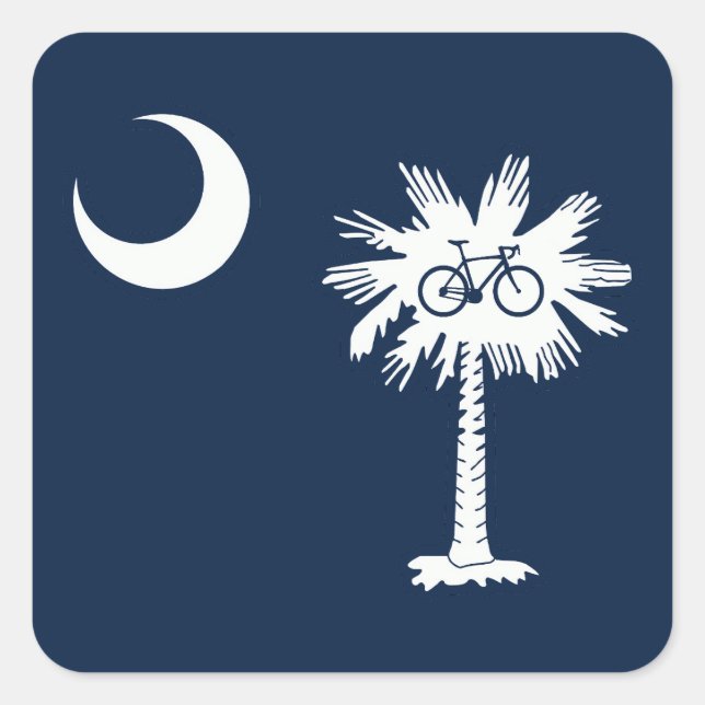 South Carolina Flag Palm Tree Bike Square Sticker (Front)