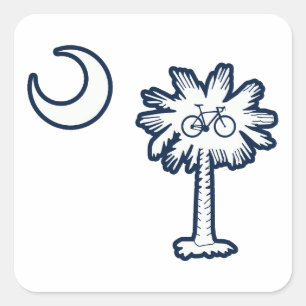 South Carolina Flag Palm Tree Bike Square Sticker