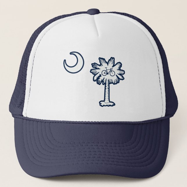 South Carolina Flag Palm Tree Bike Trucker Hat (Front)