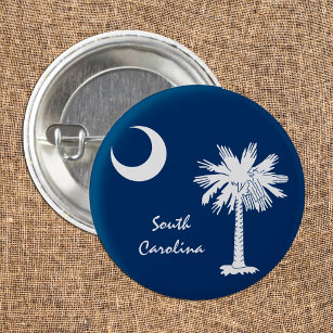 South Carolina Flag & S Carolina State USA /sports 3 Cm Round Badge