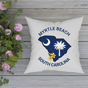 South Carolina Flag State Flower Yellow Jessamine Cushion