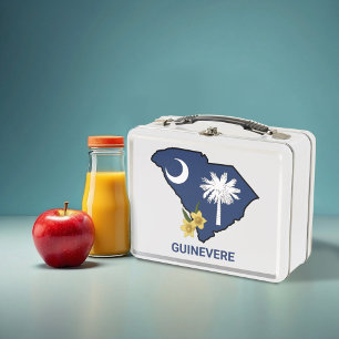 South Carolina Flag State Flower Yellow Jessamine Metal Lunch Box