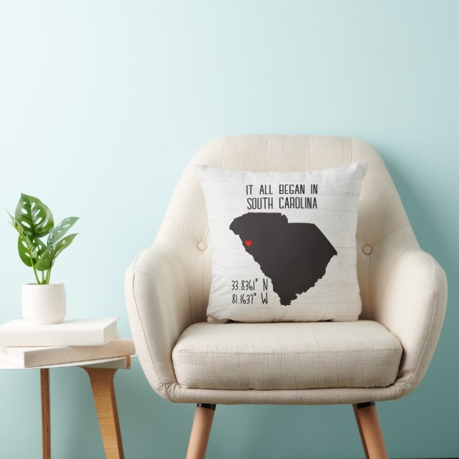 South Carolina GPS Coordinates with Heart Cushion (Chair)