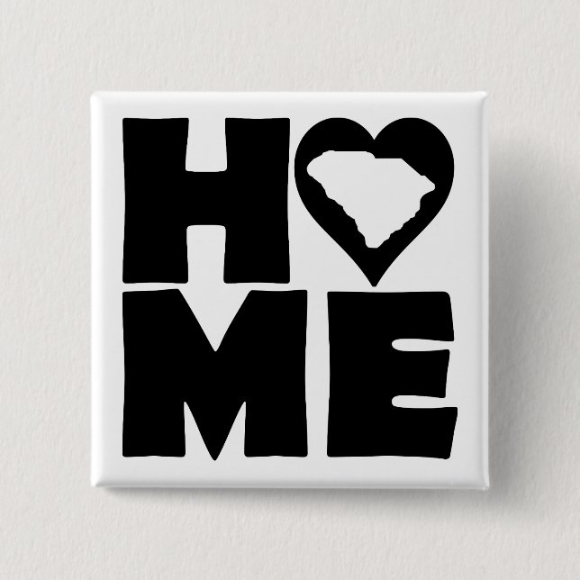 South Carolina Home Heart State Button Badge Pin (Front)
