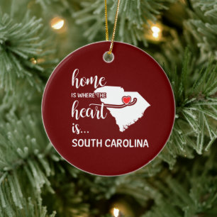 South Carolina home is where the heart is Ceramic  Tree Decoration