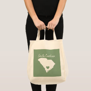South Carolina Home State Map Love Heart Shape Tote Bag